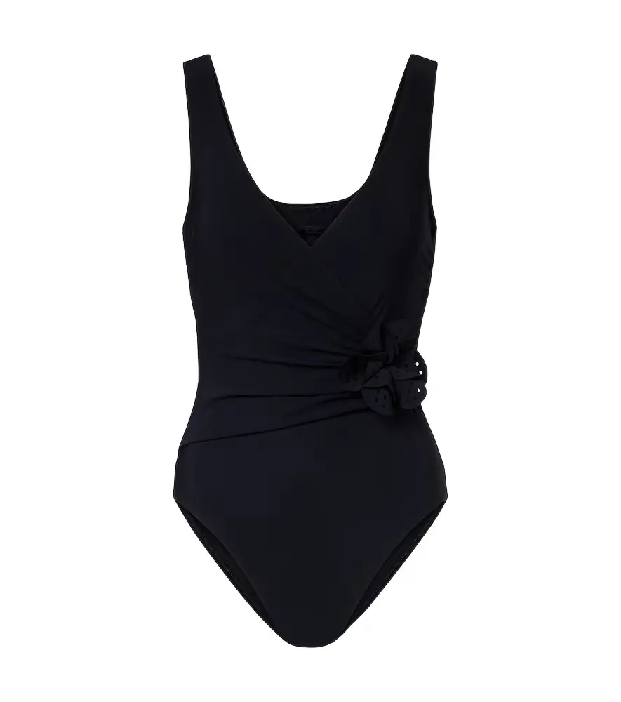 Karla Colletto Rosetta floral-appliqué swimsuit