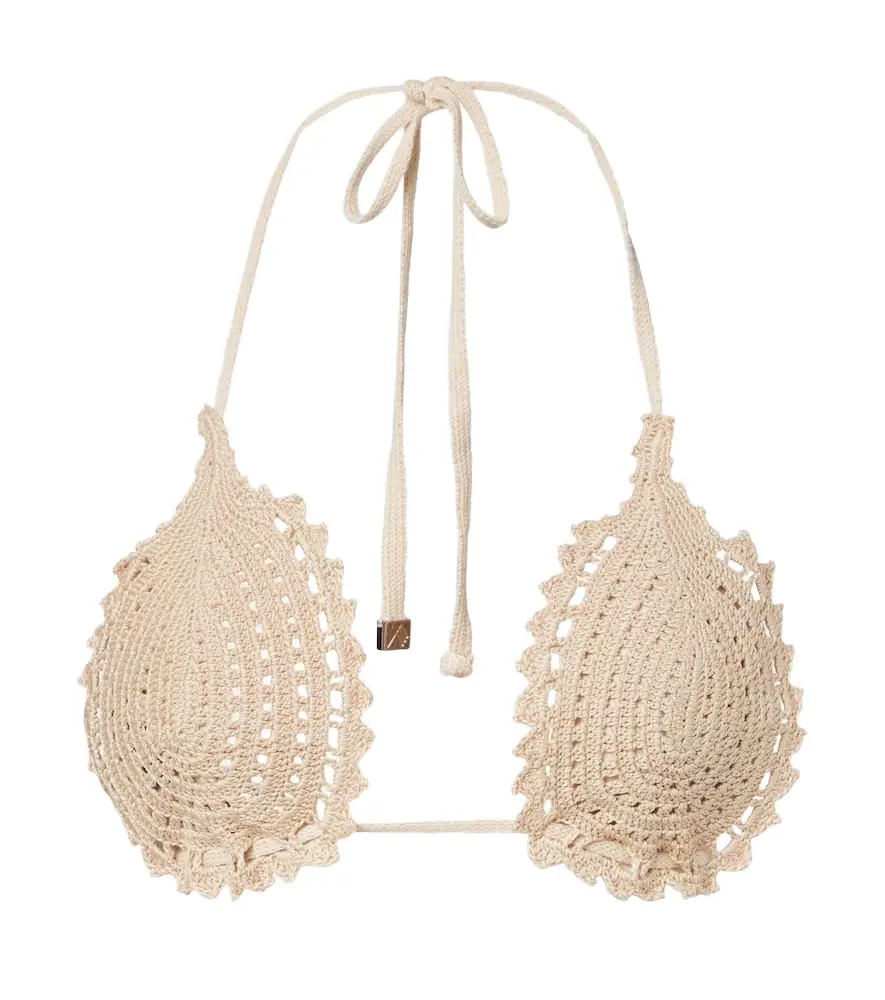 The Attico Crochet cotton bikini top