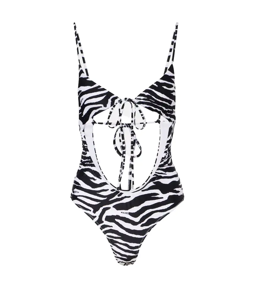 The Attico Cutout zebra-print swimsuit