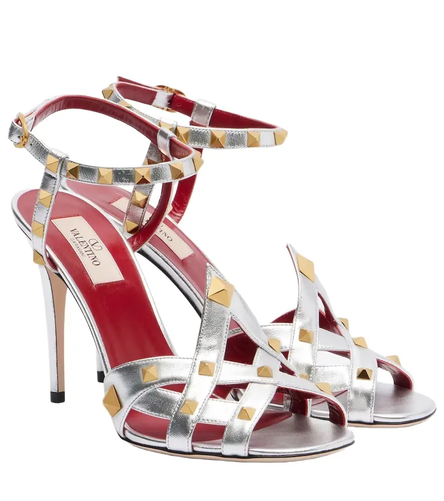 Valentino Garavani Rockstud metallic leather sandals