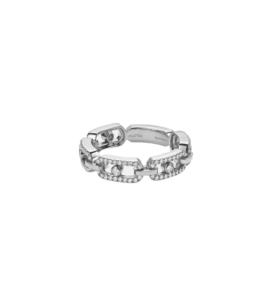 Messika Move Link 18kt white gold ring with diamonds
