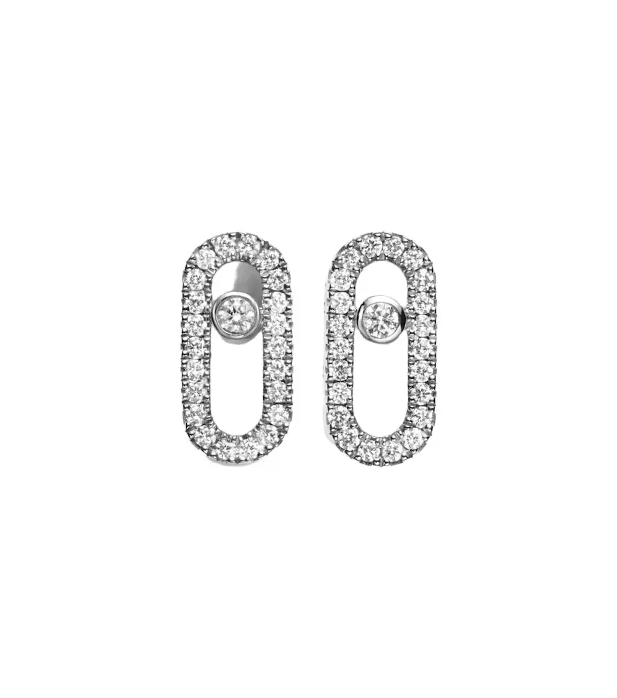 Messika Move Uno 18kt white gold earrings with diamonds