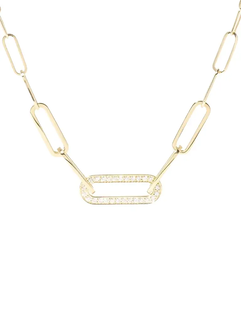Dinh Van Women's Maillon 18K Yellow Gold & 0.12 TCW Diamond Paper-Clip-Chain Necklace - Yellow Gold