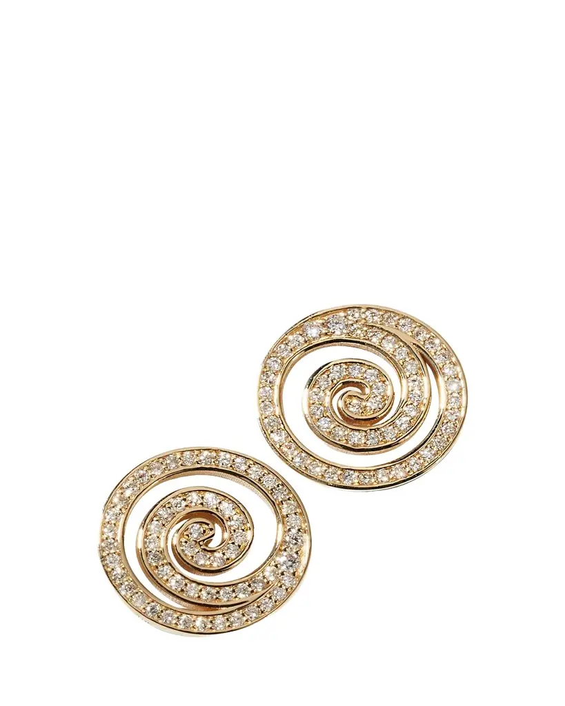 Sydney Evan Yellow Gold Diamond Spiral Stud Earrings