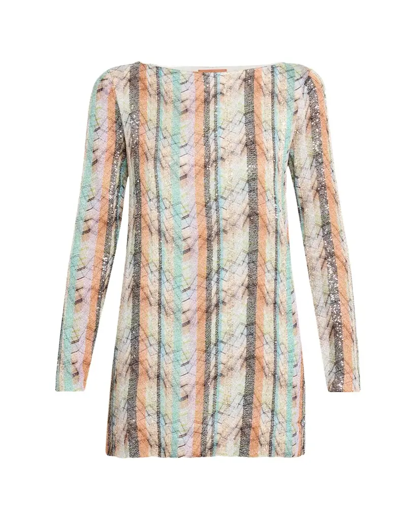 Missoni Multi-Technique Long-Sleeve Mini Dress