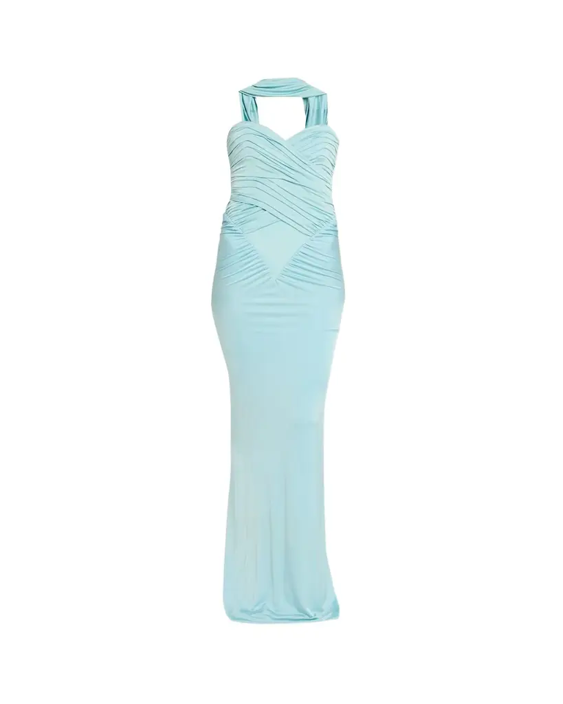 The New Arrivals by Ilkyaz Ozel Samsara Ruched Basque-Waist Column Gown