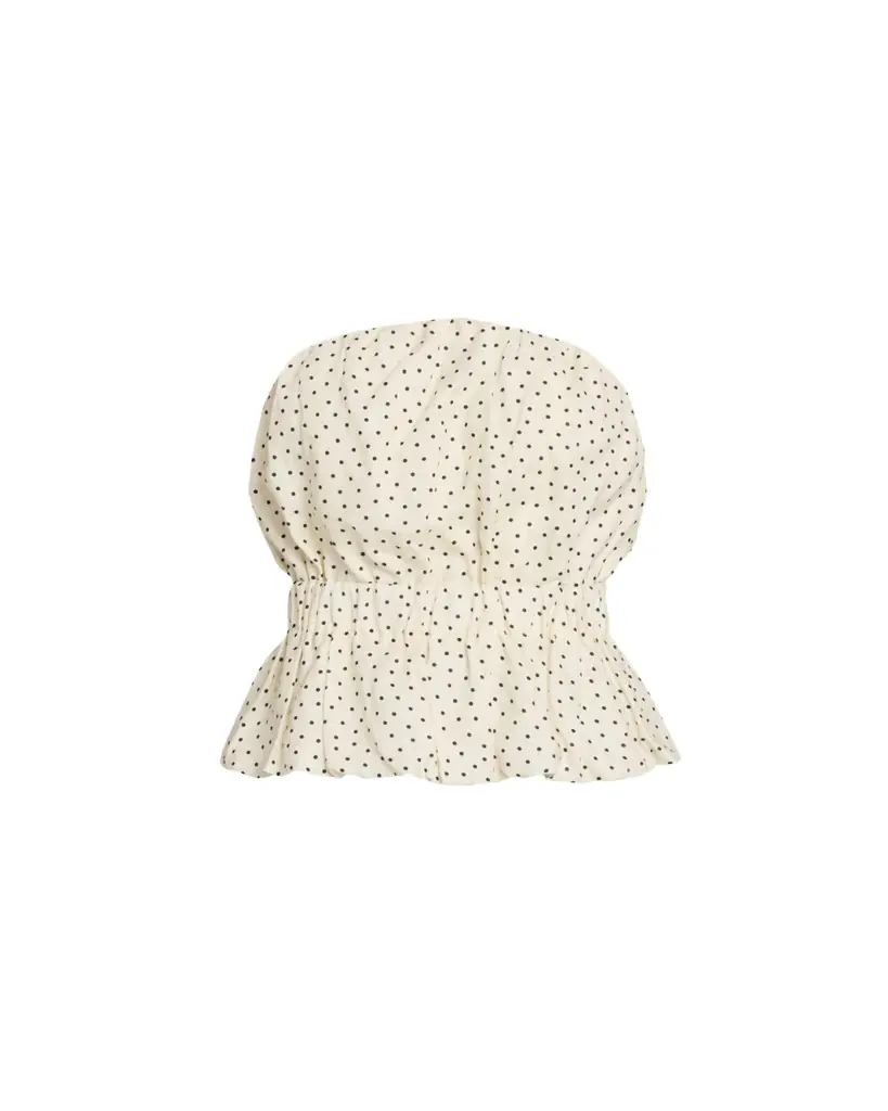 AEXAE Strapless Polka Dot Linen Top