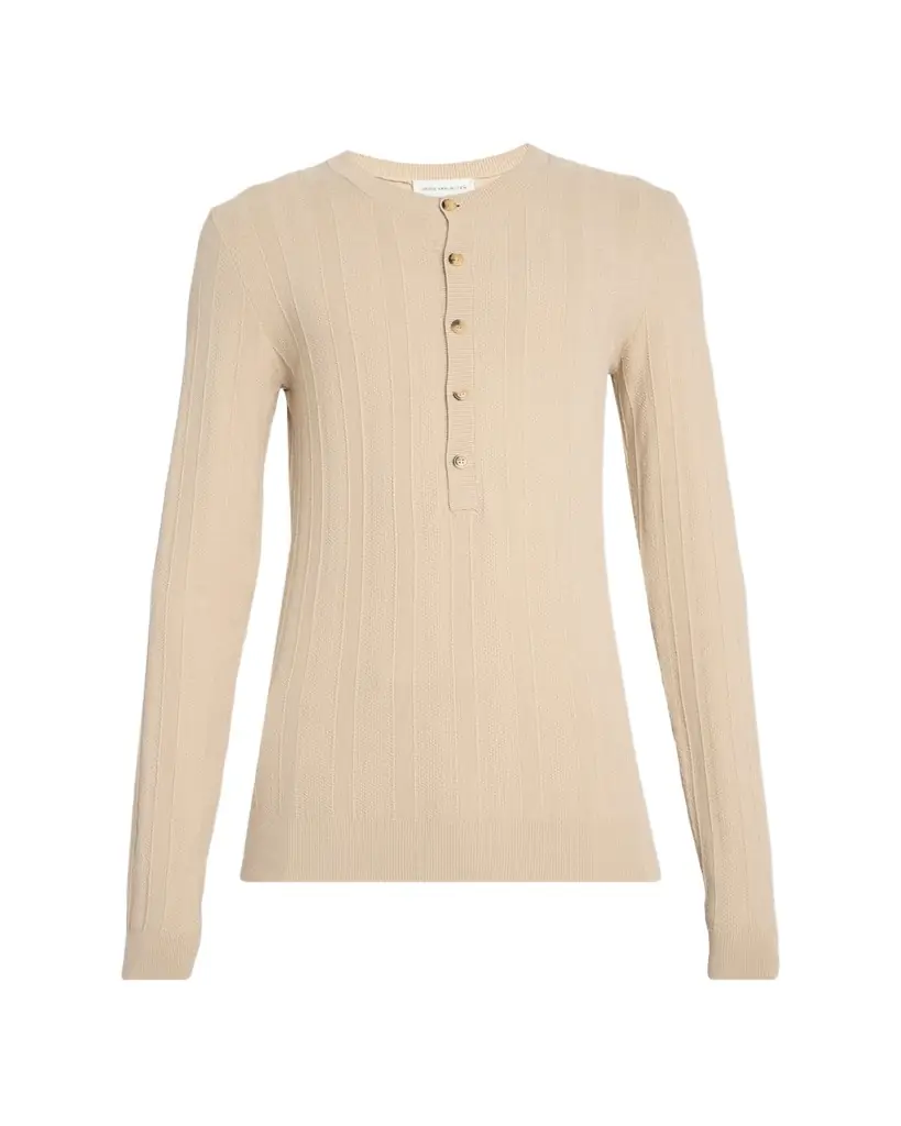 Dries Van Noten Men's Viscose-Blend Henley Shirt