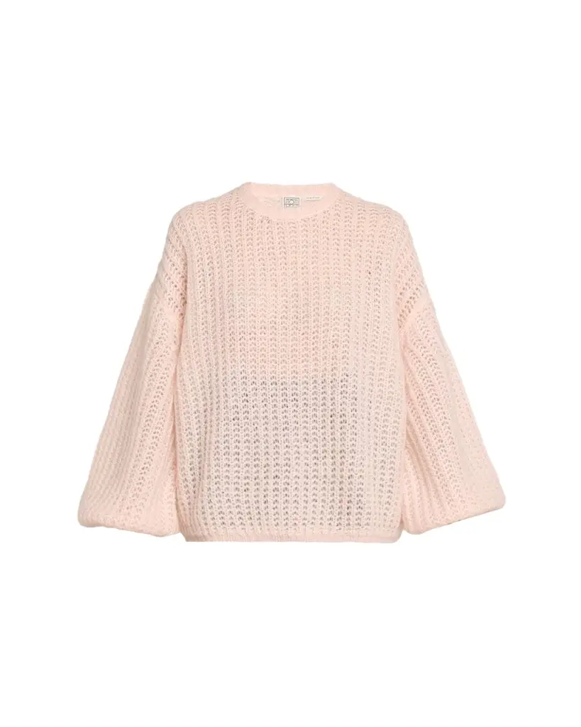 Toteme Puffed Mohair Knit Balloon-Sleeve Sweater