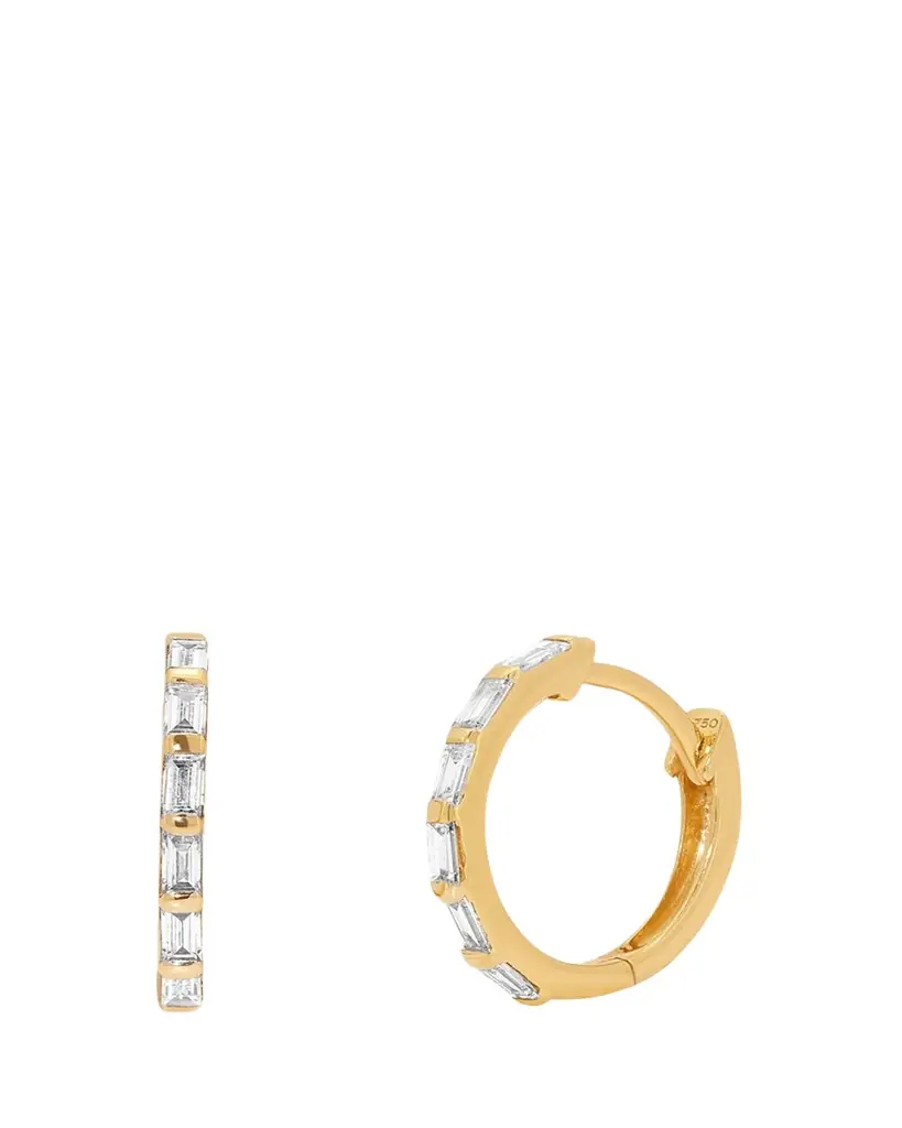 Sara Weinstock Dujour 18K Gold Diamond Baguette Hoop Earrings