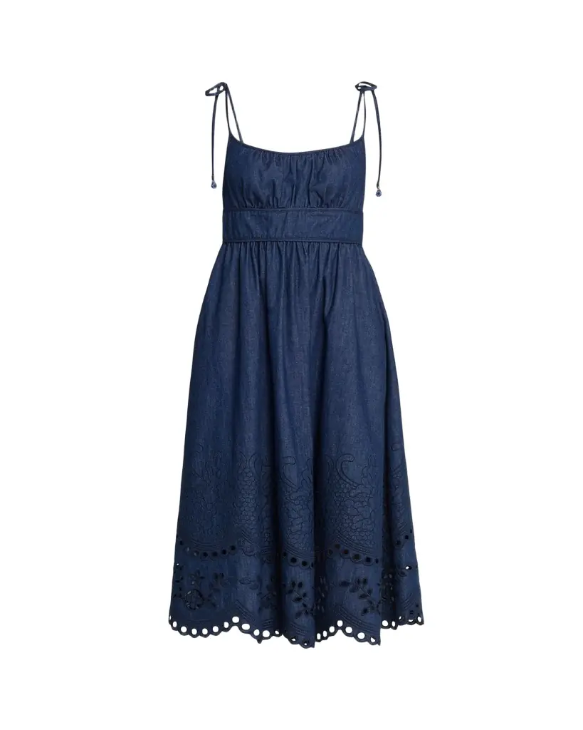 Zimmermann Mahon Broderie Denim Picnic Dress
