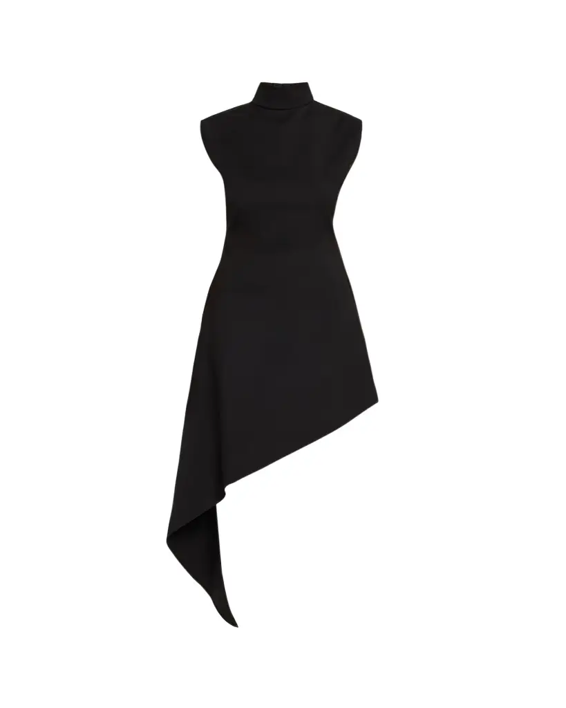 ALAIA Asymmetric Pointed Wool Twill Mini Dress