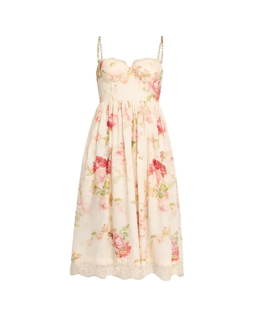 Zimmermann Roselight Corset Midi Dress