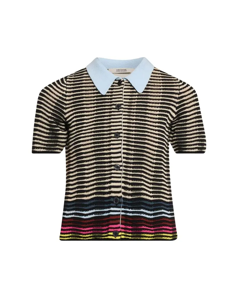 CHRISTOPHER JOHN ROGERS Wave Knit Short-Sleeve Polo Shirt
