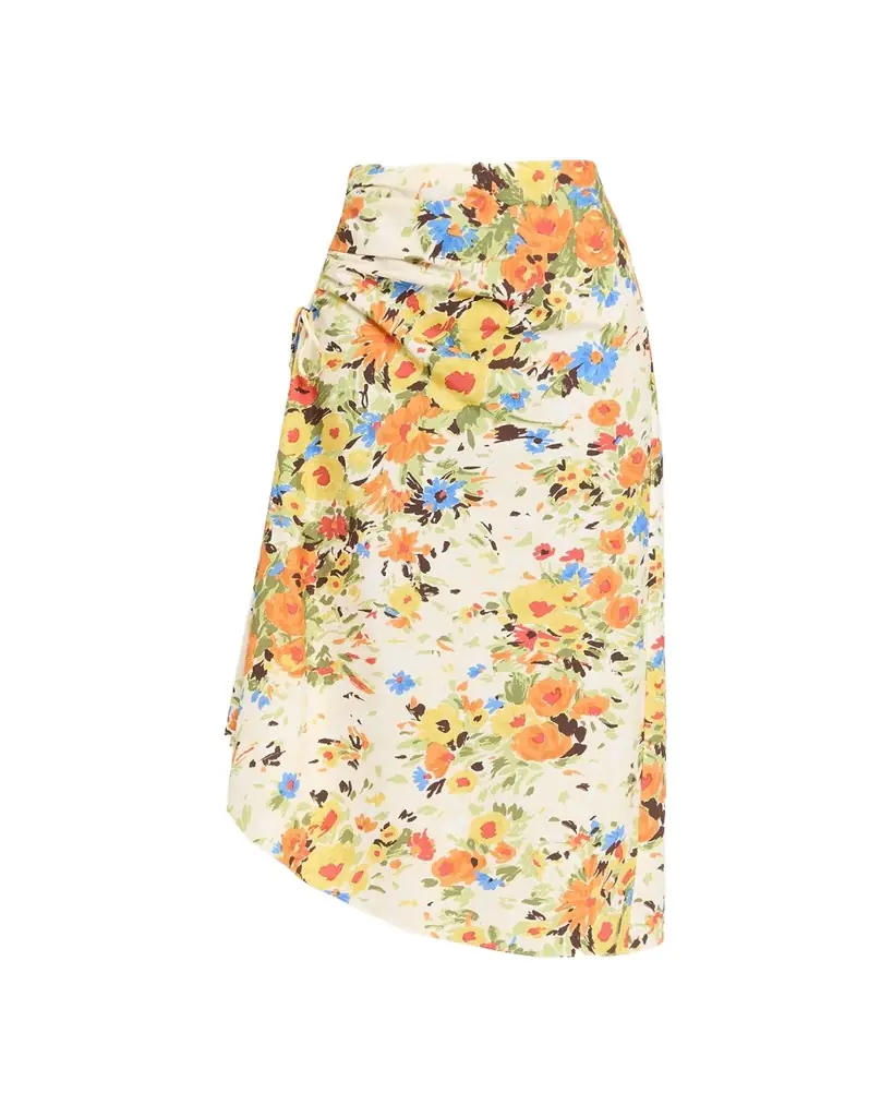 A.L.C. Naomi Floral Draped Midi Skirt