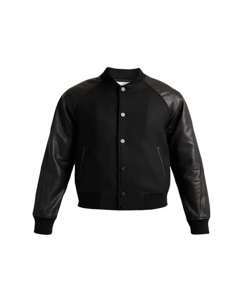 Givenchy Men's Mixed Material Wool and Leather Bomber Jacket