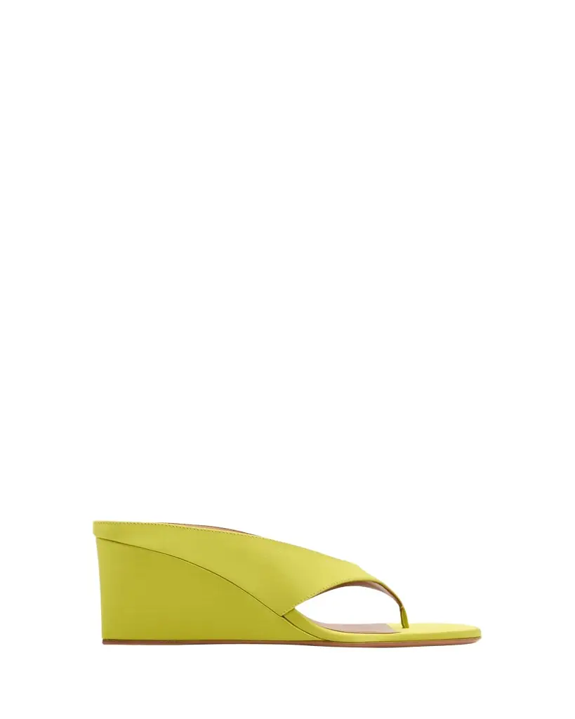 ALAIA 75mm Cube Satin Thong Wedge Sandals