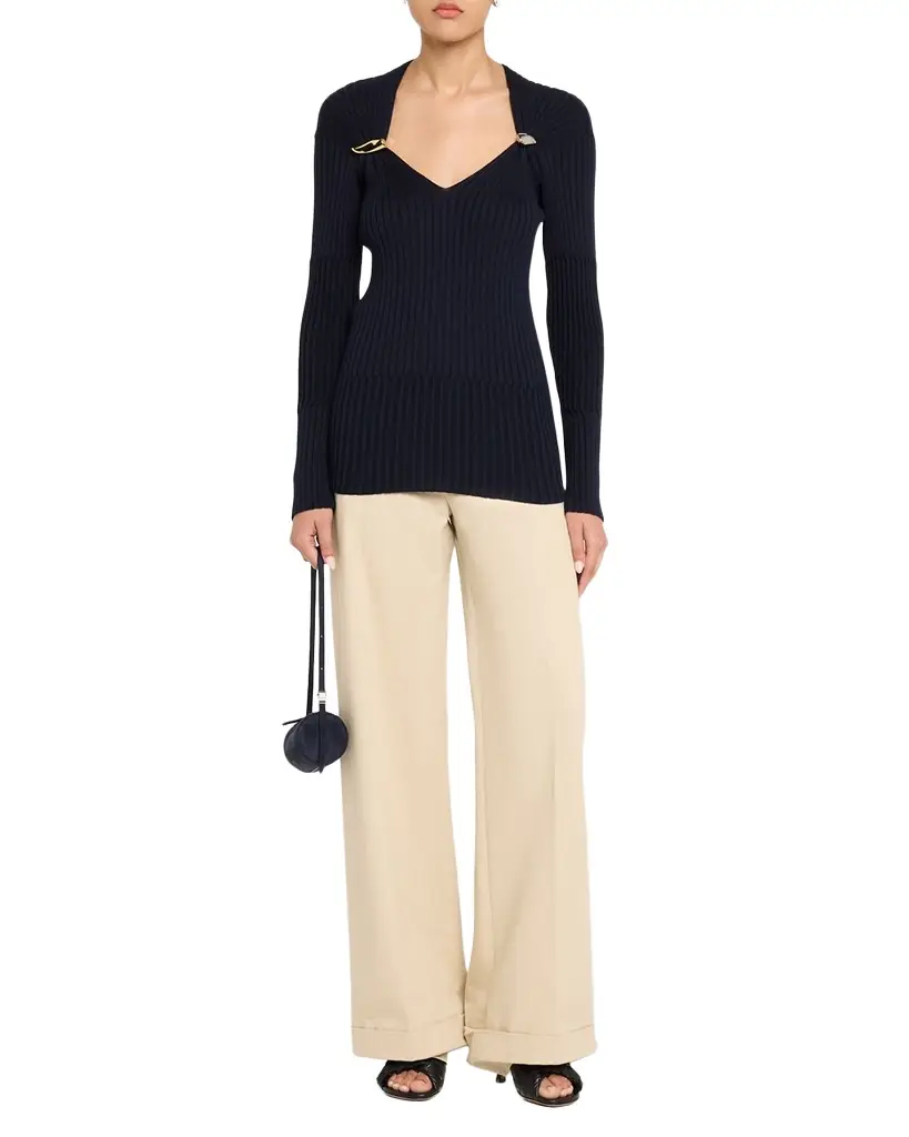 Bottega Veneta Claw Embellished Cashmere-Silk Rib Sweater