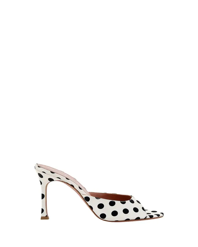 Amina Muaddi 95mm Alexa Polka-Dot Satin Mule Pumps