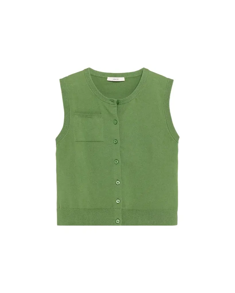 Vince Sleeveless Patch Pocket Cardigan