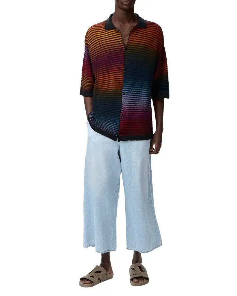 Loewe x Paula 's Ibiza Men 's Denim Cropped Wide-Leg Drawstring Pants