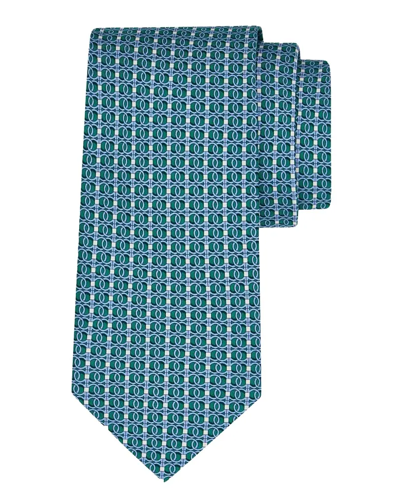 Ferragamo Men 's Gancini Chain-Print Silk Tie