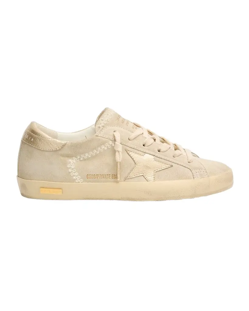 Golden Goose Super-Star Suede Metallic Leather Low-Top Sneakers