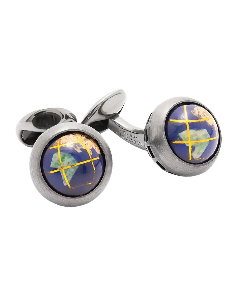 Tateossian Men 's Lapis Globe Cufflinks