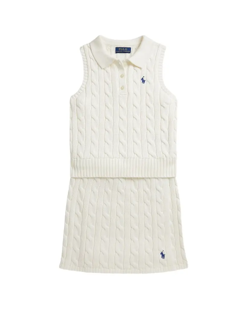 Ralph Lauren Little Girl's & Girl's Cotton Polo Sweater & Faux-Wrap Skirt