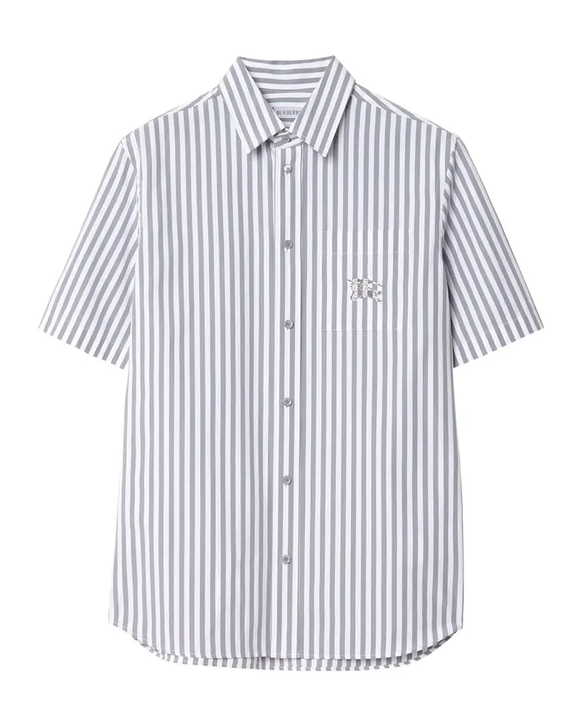 Burberry Men 's Robert Pinstripe Cotton EKD Pocket Short-Sleeve Shirt
