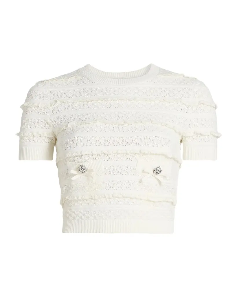 Self-Portrait Pointelle Knit Crop Top