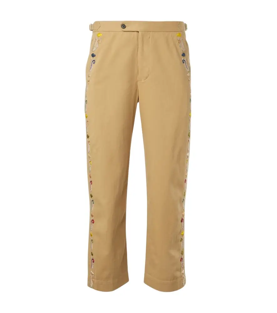 Bode Feather Runner cotton straight pants