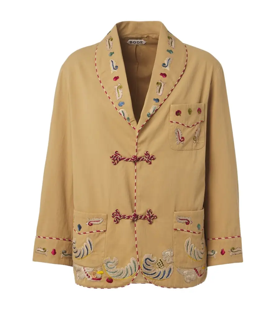 Bode Feather Runner embroidered cotton jacket