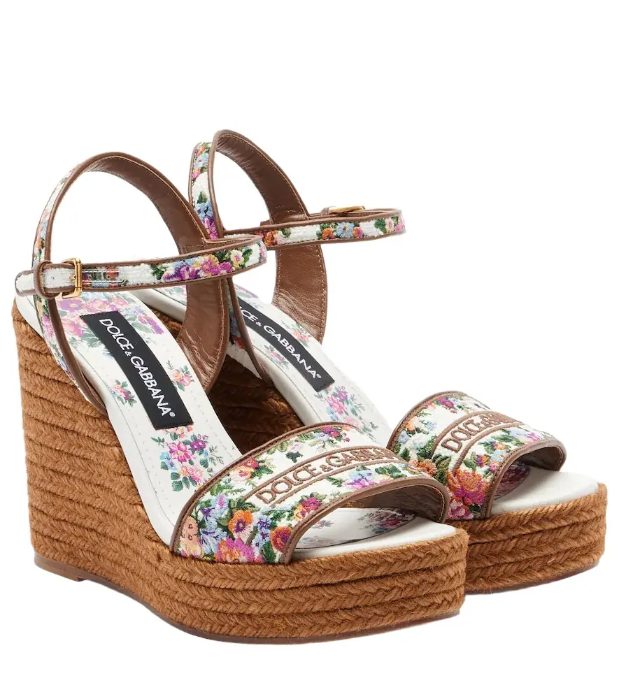 Dolce & Gabbana Floral embroidered espadrille wedges