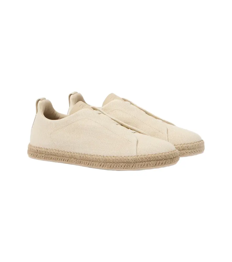 Zegna Triple Stitch canvas slip-on sneakers