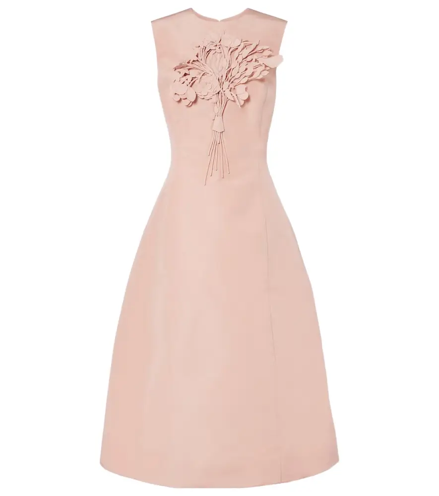 Oscar de la Renta Bouquet embroidered silk cocktail dress