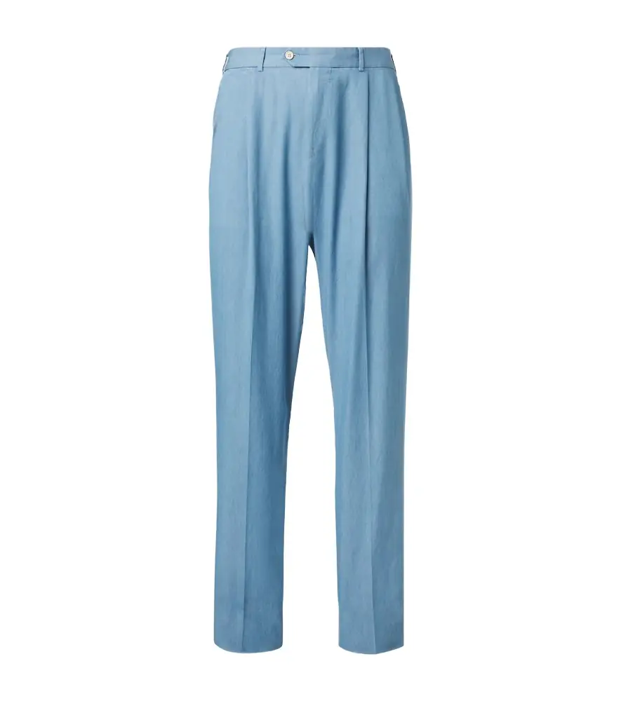 Dunhill Pleated straight cotton suit pants