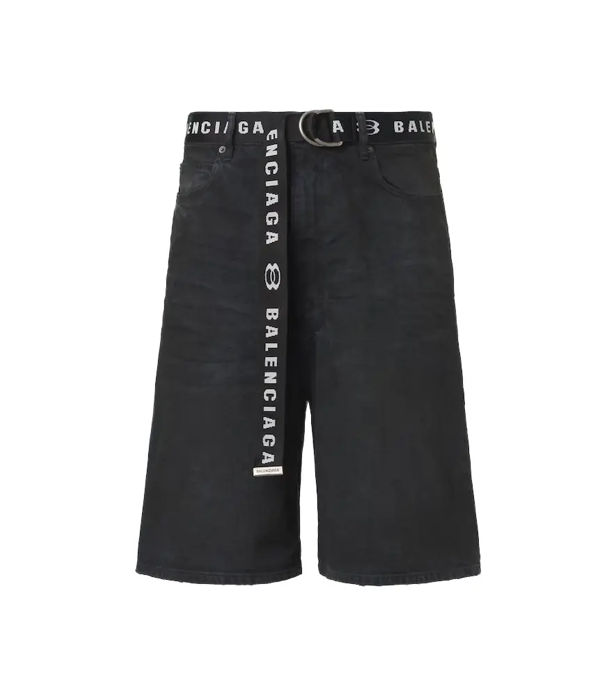 Balenciaga Unity belted denim Bermuda shorts