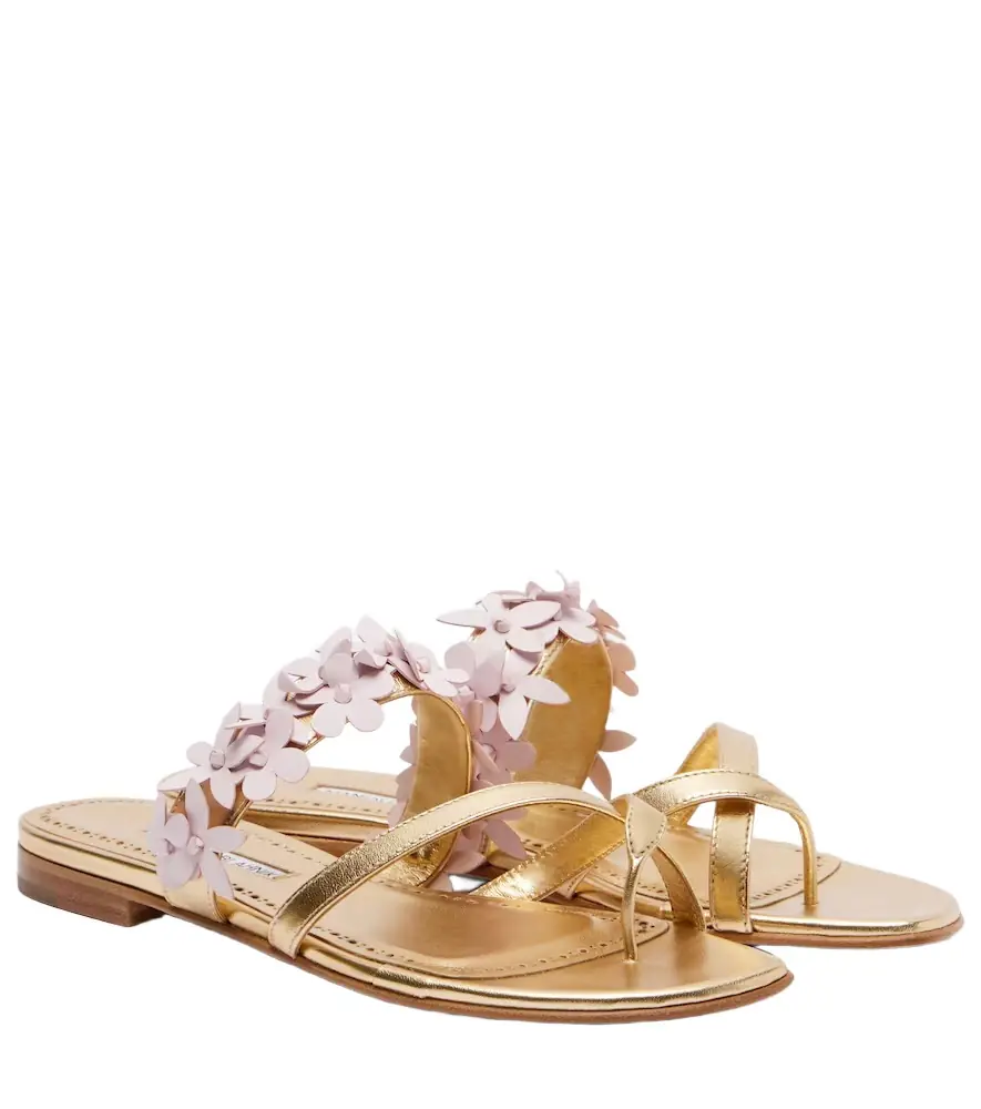 Manolo Blahnik Fiosa appliqué leather thong sandals