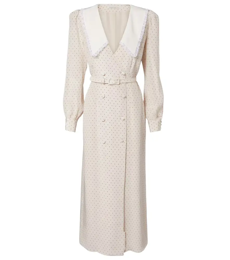 Alessandra Rich Polka-dot silk midi dress