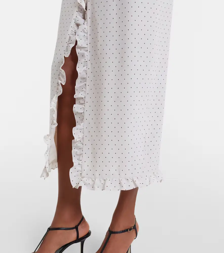 alessandra rich polka dot dress with peplum Alessandra Rich Silk Polka-Dot Peplum Midi Dress In Blue - 35% Off