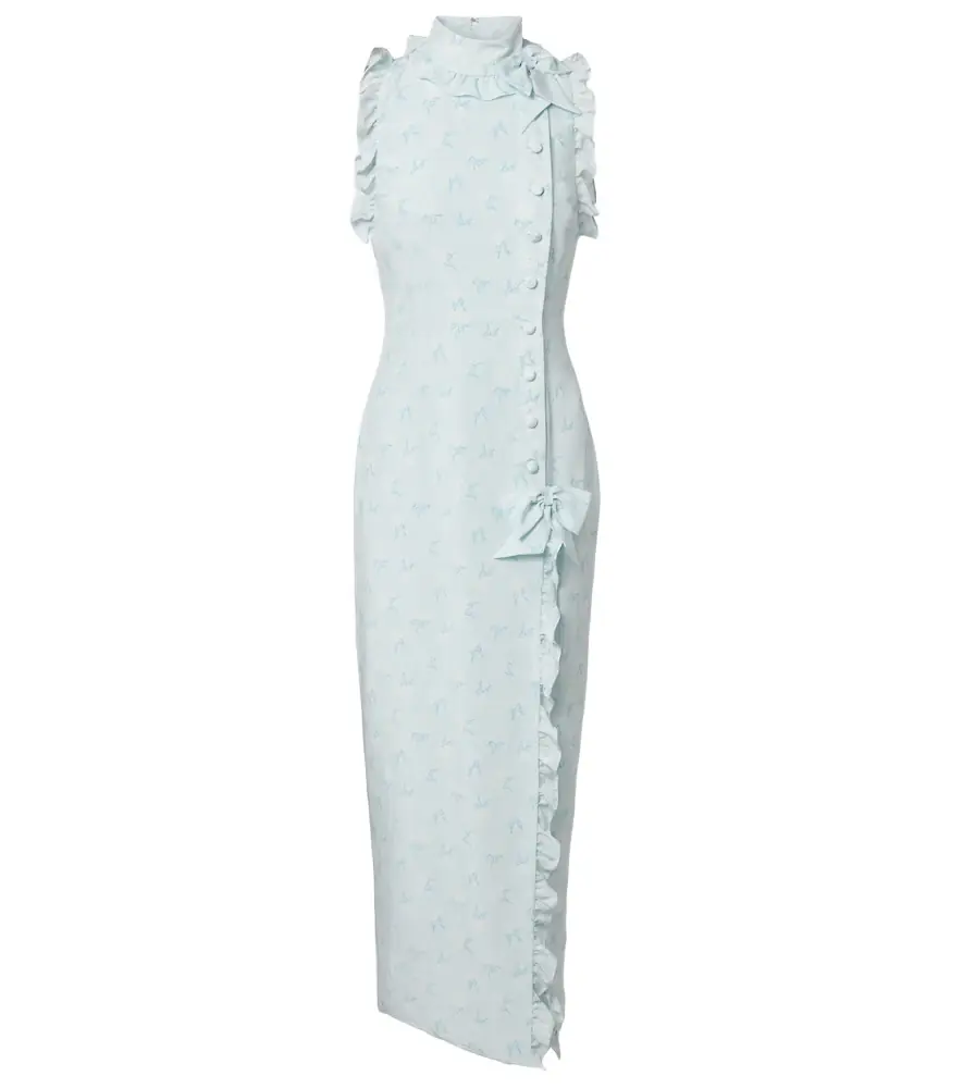 Alessandra Rich Ruffled bow-detail silk maxi dress