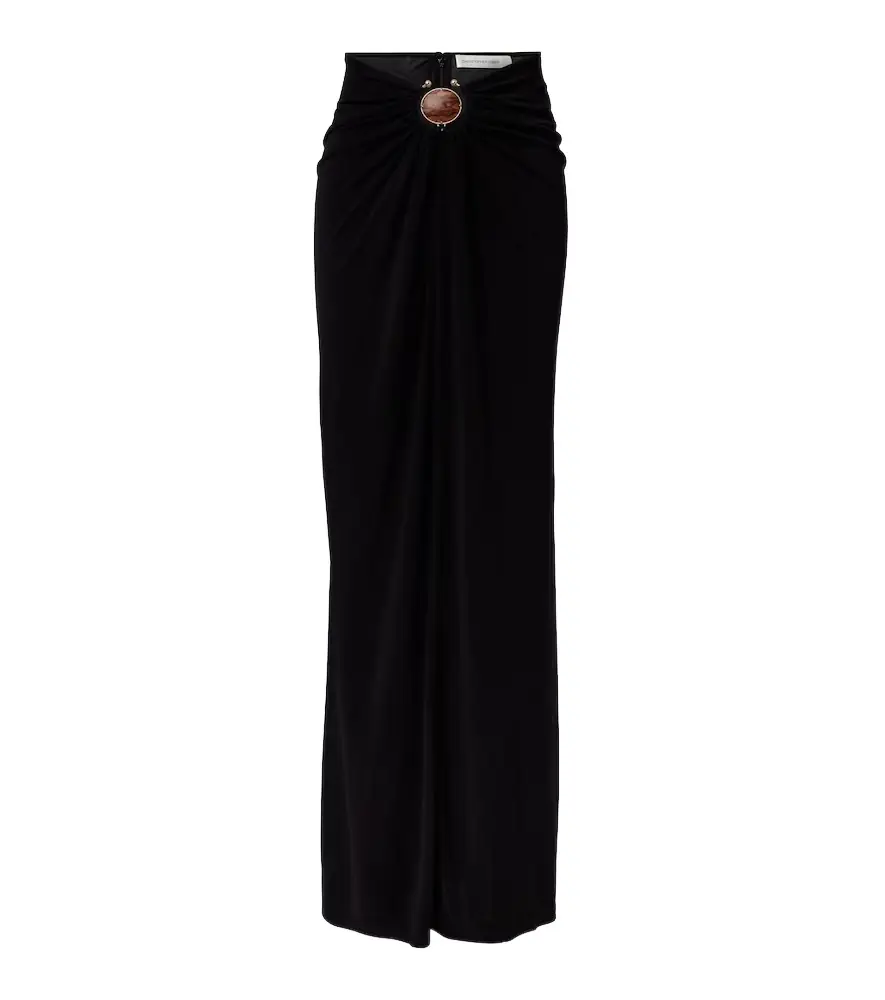 Christopher Esber Embellished gathered jersey maxi skirt