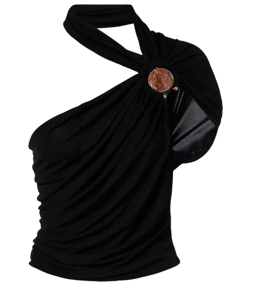 Christopher Esber Embellished draped jersey top