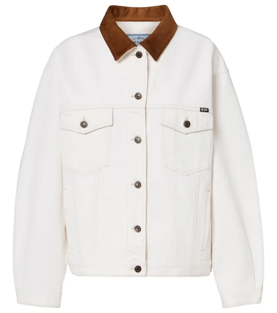 Prada Suede-trimmed denim jacket