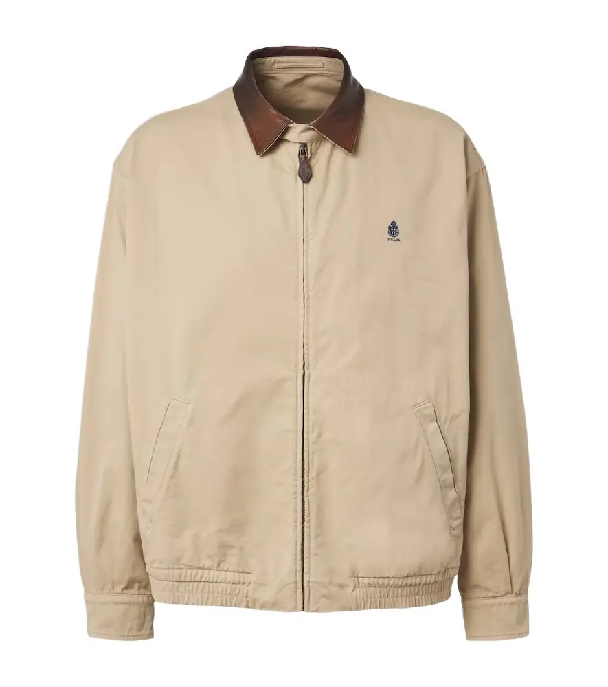 Prada Leather-trimmed cotton blouson jacket