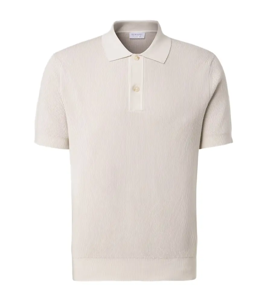 Sunspel Ribbed-knit cotton polo shirt