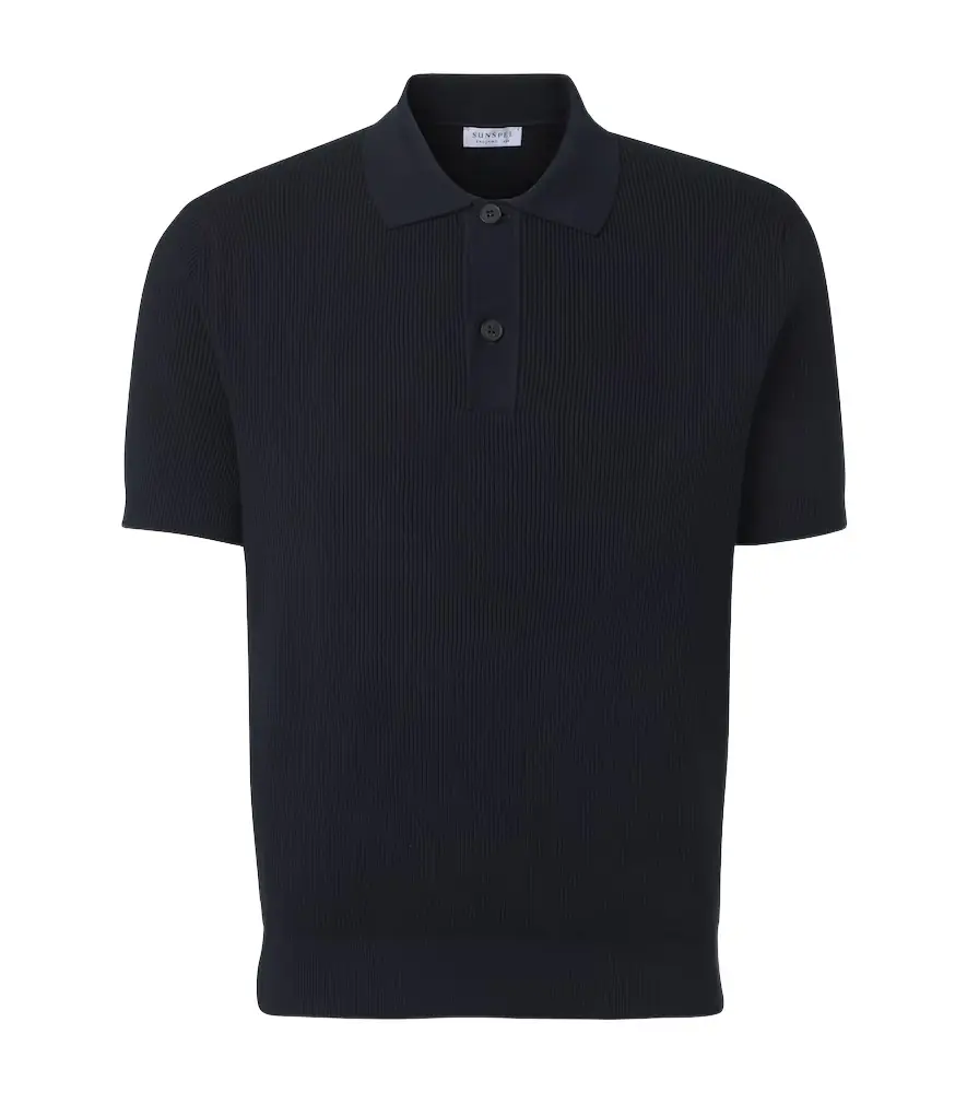 Sunspel Ribbed-knit cotton polo shirt