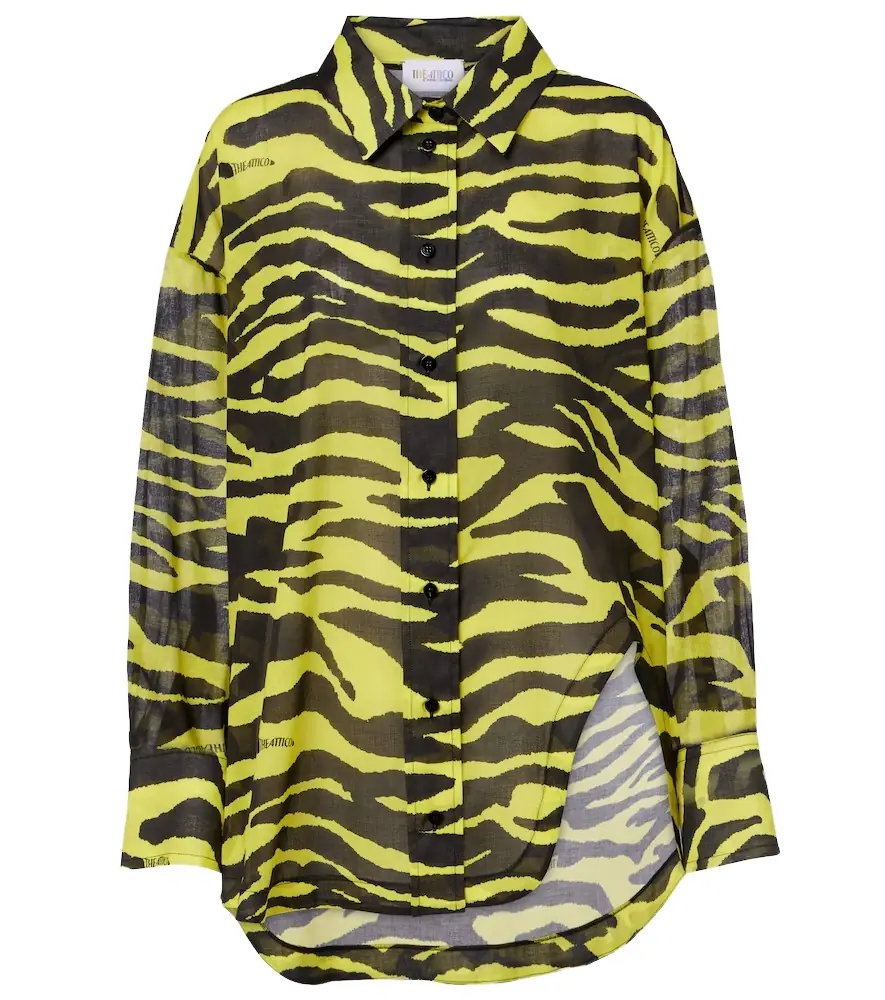 The Attico Animal-print cotton muslin shirt