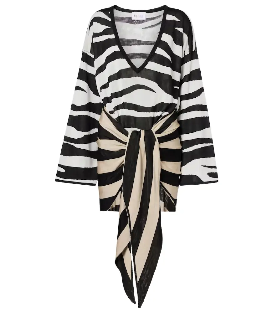 The Attico Knitted zebra-print minidress